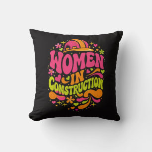 Frauen im Baugewerbe Retro-Empowerment Kissen