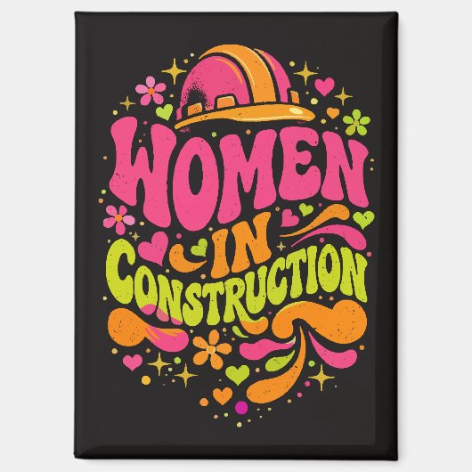 Frauen im Baugewerbe Retro-Empowerment Magnet (Vorderseite)