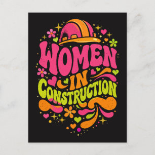 Frauen im Baugewerbe Retro-Empowerment Postkarte