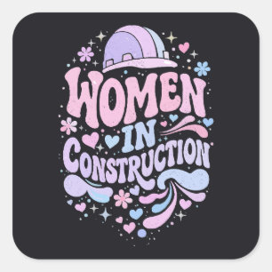 Frauen im Baugewerbe Retro-Empowerment Quadratischer Aufkleber