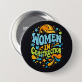 Frauen im Bauwesen Retro-Empowerment Button (Vorne & Hinten)