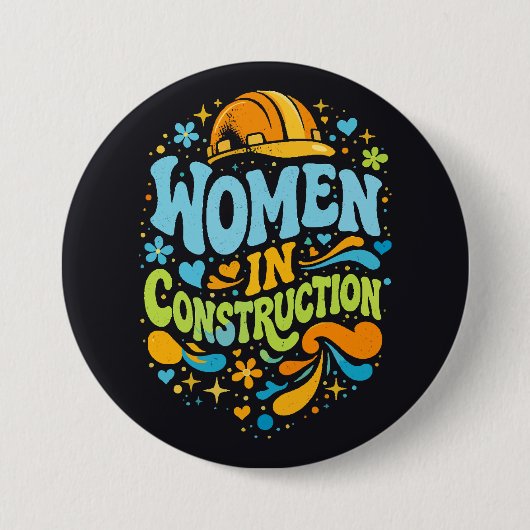Frauen im Bauwesen Retro-Empowerment Button (Vorderseite)