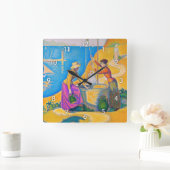 Frauen im Brunnen, Signac Quadratische Wanduhr (Zuhause)