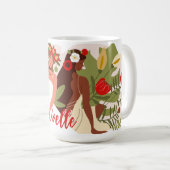Frauen im Garten, rote Blume, grüne Folien Kaffeetasse (VorderseiteRechts)