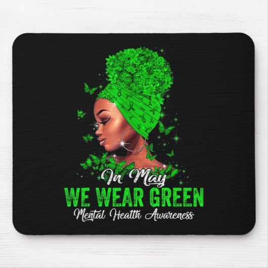 Frauen im Mai tragen grünes Bewusstsein für psychi Mousepad (Vorne)
