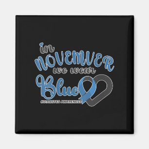 Frauen im November tragen blaues Herz Ribbon Diabe Magnet