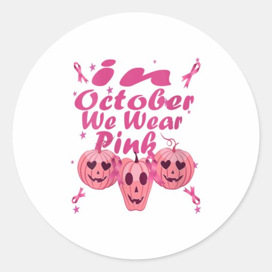 Frauen im Oktober tragen wir Pink Pumpkin Geschenk Runder Aufkleber (Vorderseite)