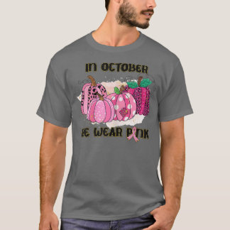 Frauen im Oktober tragen wir rosa Brustkrebs-Kürbi T-Shirt