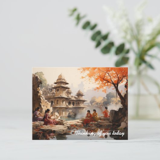 Frauen im Rajas Sommer-Anwesen Postkarte (Stehend Vorderseite)