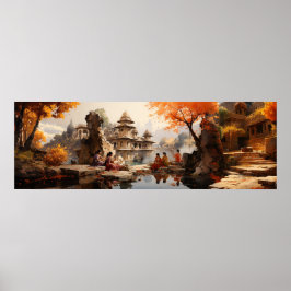 Frauen im Rajas Sommer-Anwesen - Ultra-wide Poster