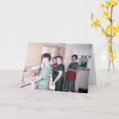 Frauen im Retro-Gästekarte Karte (Gelbe Blume)