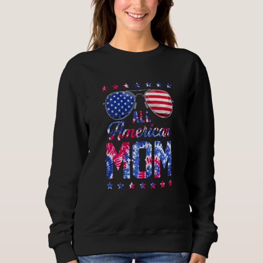 Frauen in allen amerikanischen Mama 4. Juli Gefärb Sweatshirt (Vorderseite)
