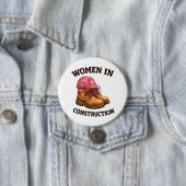 Frauen in Bauarbeitsstiefeln und Schutzhelm Button (Beispiel)