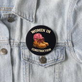 Frauen in Bauarbeitsstiefeln und Schutzhelm Button (Beispiel)
