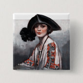 Frauen in bestickter Bluse Button (Vorderseite)