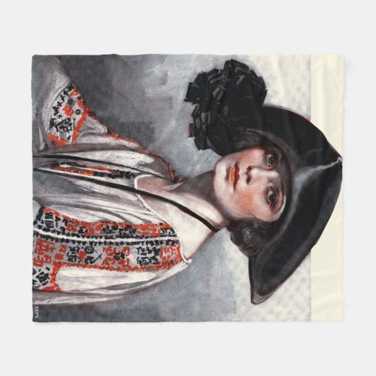 Frauen in bestickter Bluse Fleecedecke (Vorderseite (Horizontal))