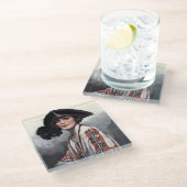 Frauen in bestickter Bluse Glasuntersetzer (Schrägansicht)