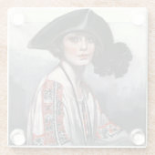 Frauen in bestickter Bluse Glasuntersetzer (Rückseite)