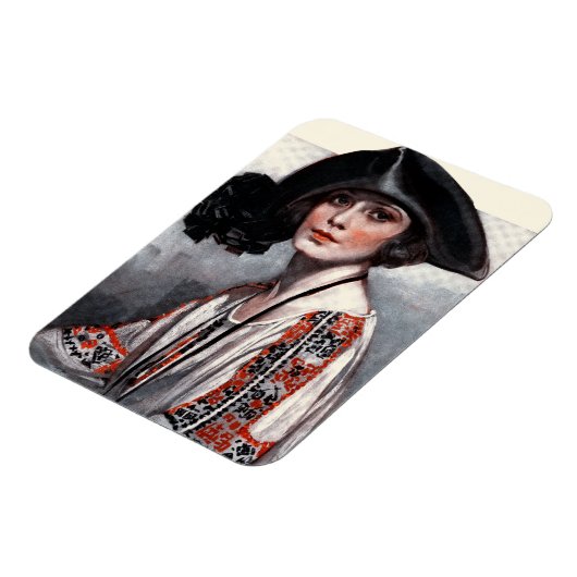 Frauen in bestickter Bluse Magnet (Linke Seite)