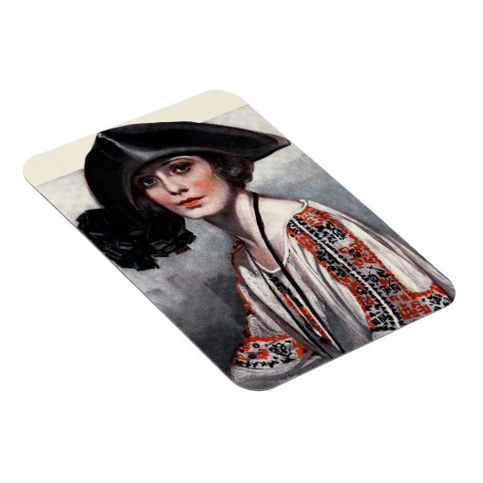 Frauen in bestickter Bluse Magnet (Rechte Seite)