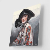 Frauen in bestickter Bluse Quadratische Wanduhr (Winkel)