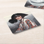 Frauen in bestickter Bluse Rechteckiger Pappuntersetzer (angewinkelt)