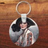 Frauen in bestickter Bluse Schlüsselanhänger (Vorderseite)