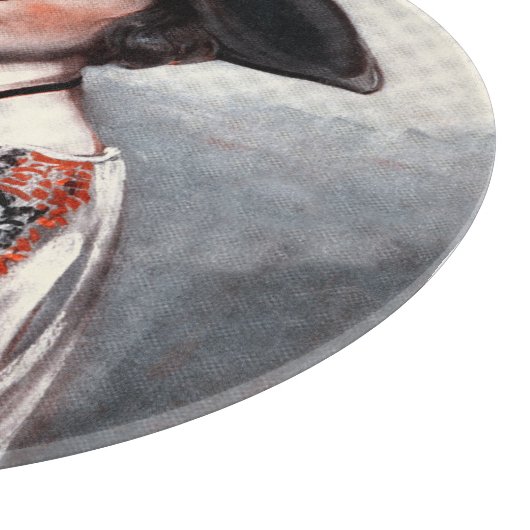 Frauen in bestickter Bluse Schneidebrett (Ecke)