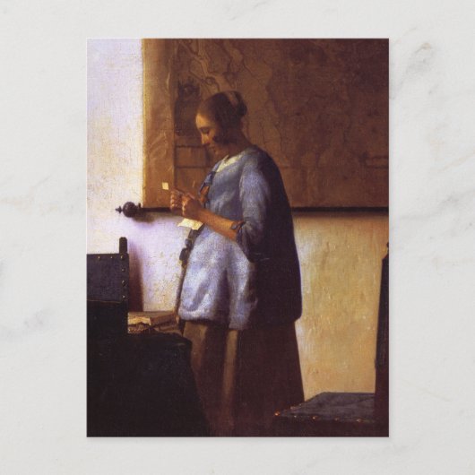 Frauen in blau lesen einen Brief Postkarte (Vorderseite)