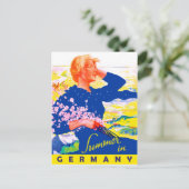 Frauen in blauem Kleid auf Sommerfeld in Deutschla Postkarte (Stehend Vorderseite)