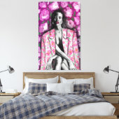 Frauen in Blume Jacket Canvas Print Leinwanddruck (Insitu (Schlafzimmer))