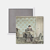 Frauen in den 1890er Jahren beim Nähen von Foto Magnet (Vorderseite/Rückseite)