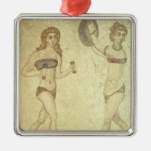 Frauen 'in den Bikinis Silbernes Ornament
