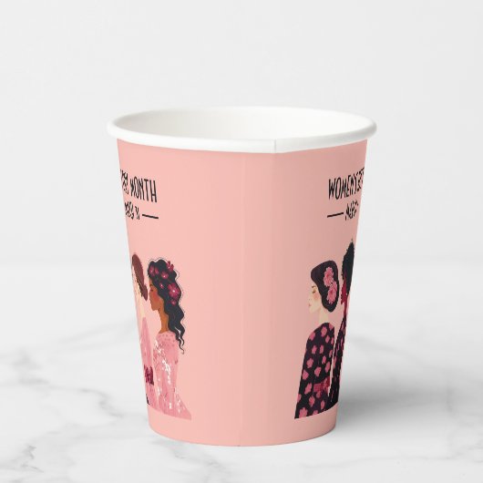 Frauen in der Geschichte Monat Globale Frauen rosa Pappbecher (Rechts)