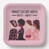 Frauen in der Geschichte Monat Globale Frauen rosa Pappteller (Vorderseite)
