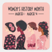 Frauen in der Geschichte Monat Globale Frauen rosa Quadratischer Aufkleber (Vorderseite)