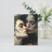 Frauen in der Liebe strahlend farbenfrohe Malerei Postkarte (Stehend Vorderseite)