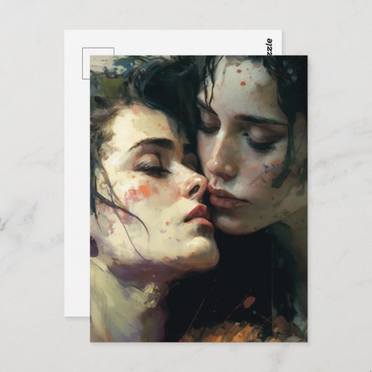 Frauen in der Liebe strahlend farbenfrohe Malerei Postkarte (Vorne/Hinten)