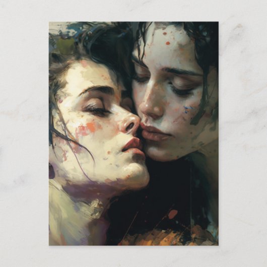 Frauen in der Liebe strahlend farbenfrohe Malerei Postkarte (Vorderseite)