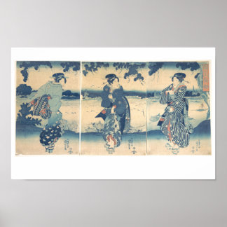 Frauen in der Nähe eines Flusses Utagawa Kuniyoshi Poster