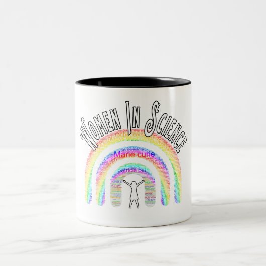 Frauen in der Wissenschaft regnen Word Filledesign Zweifarbige Tasse (Mittel)