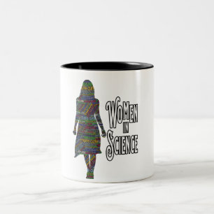 Frauen in der Wissenschaft Silhouette Wortschatz Zweifarbige Tasse