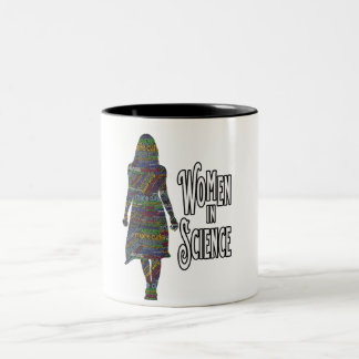 Frauen in der Wissenschaft Silhouette Wortschatz Zweifarbige Tasse