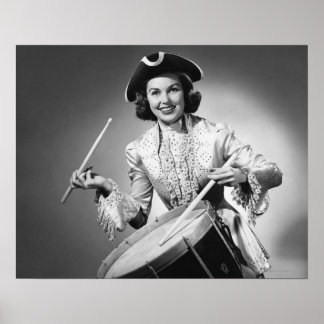 Frauen in Drummerkleidung aus Amerika Poster