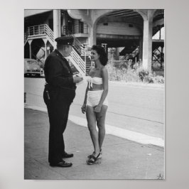 Frauen in einem Anzug bekommen ein Ticket Poster