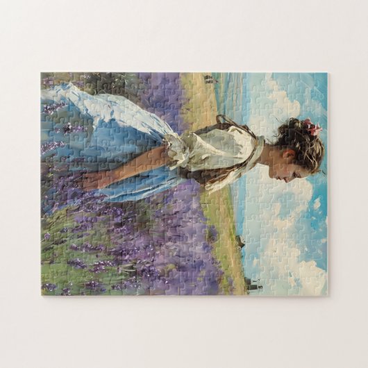 Frauen in einem Lavendelfeld Vintag Puzzle (Horizontal)