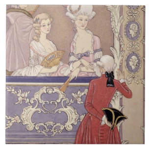 Frauen in einem Theater-Kasten, Illustration von Fliese
