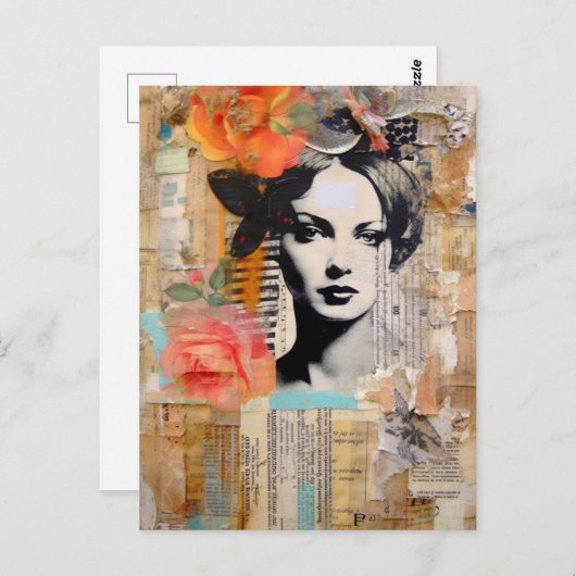Frauen in einer Abstrakten gemischten Medienkollek Postkarte (Vorne/Hinten)