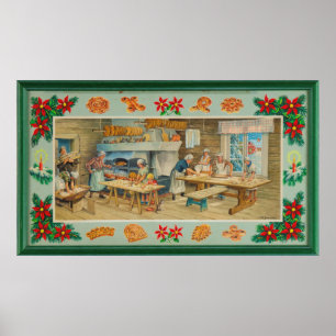 Frauen in einer Bäckerei - alte Abbildung Poster