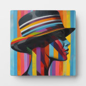 Frauen in farbenfroher Hut 2 markante Silhouette Fotoplatte (Vorderseite)